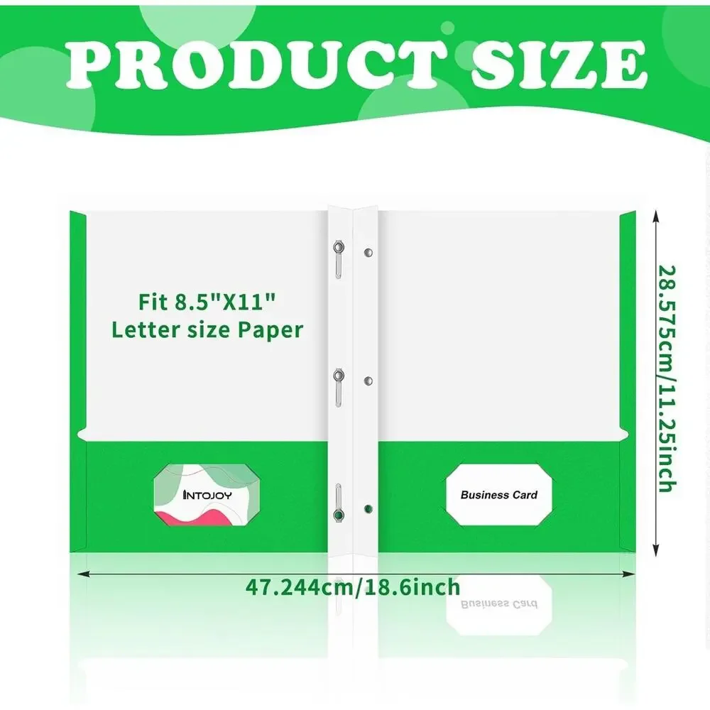 Two Pocket Folders, 50 Pack Two Pocket School Office Folders w 3 Prongs Green 50